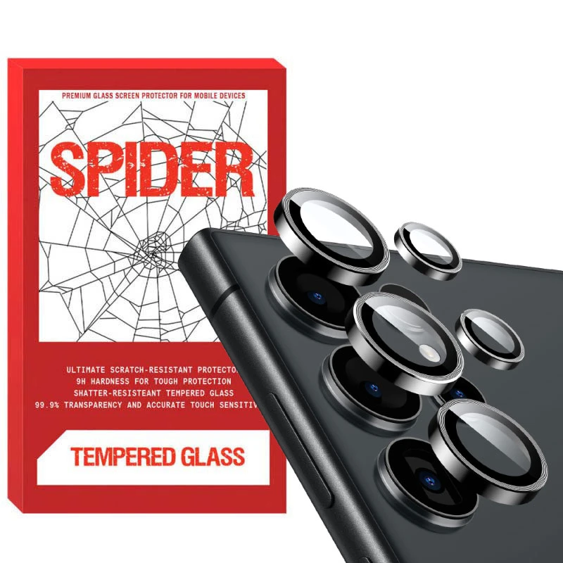  محافظ لنز دوربین اسپایدر مدل Ring Metal Lens Protector مناسب برای گوشی موبایل سامسونگ Galaxy S24 Ultra