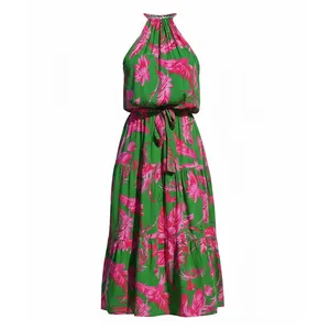 پیراهن ساحلی یقه هالتر زنانه کاپشی مدل CAA05A4C058RE