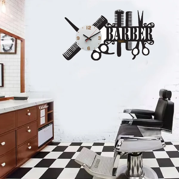 ساعت دیواری کوارتز آذرلاکچری مدل آرایشگاه کد men16