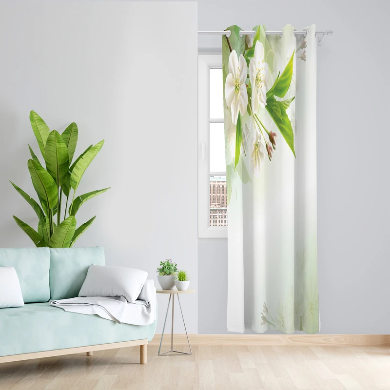 پرده طرح شکوفه مدل مخمل پانچی کد 2215 z سایز 140x200 سانتی متر