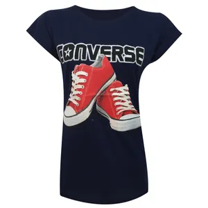 تی شرت آستین کوتاه زنانه مدل نخی ویسکوز چاپی کتونی کد tm-2154 رنگ سرمه ای