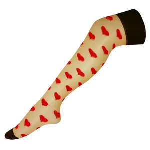 جوراب ساق بلند زنانه مدل قلبی کد H1-KR-RE رنگ کرم