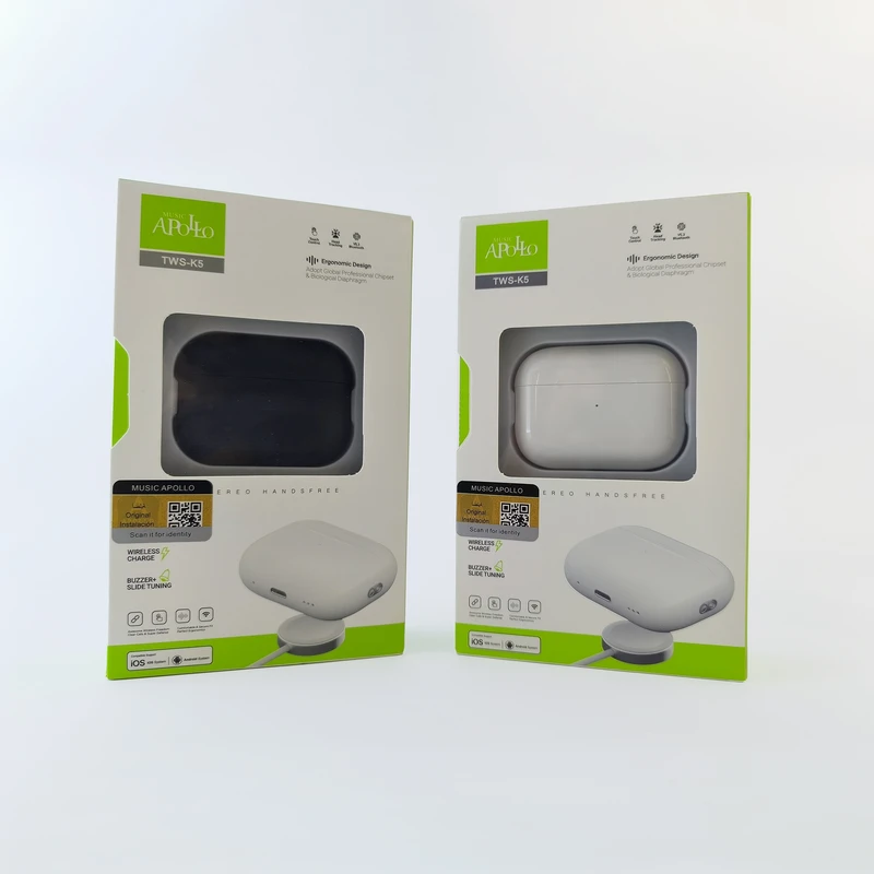 عکس شماره 18 : هدفون بلوتوثی موزیک آپولو مدل 5 true wireless earbuds به همراه کاور