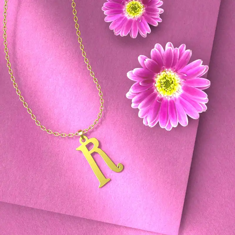 گردنبند طلا 18 عیار زنانه مدوپد مدل حرف R کد H3-1-1460