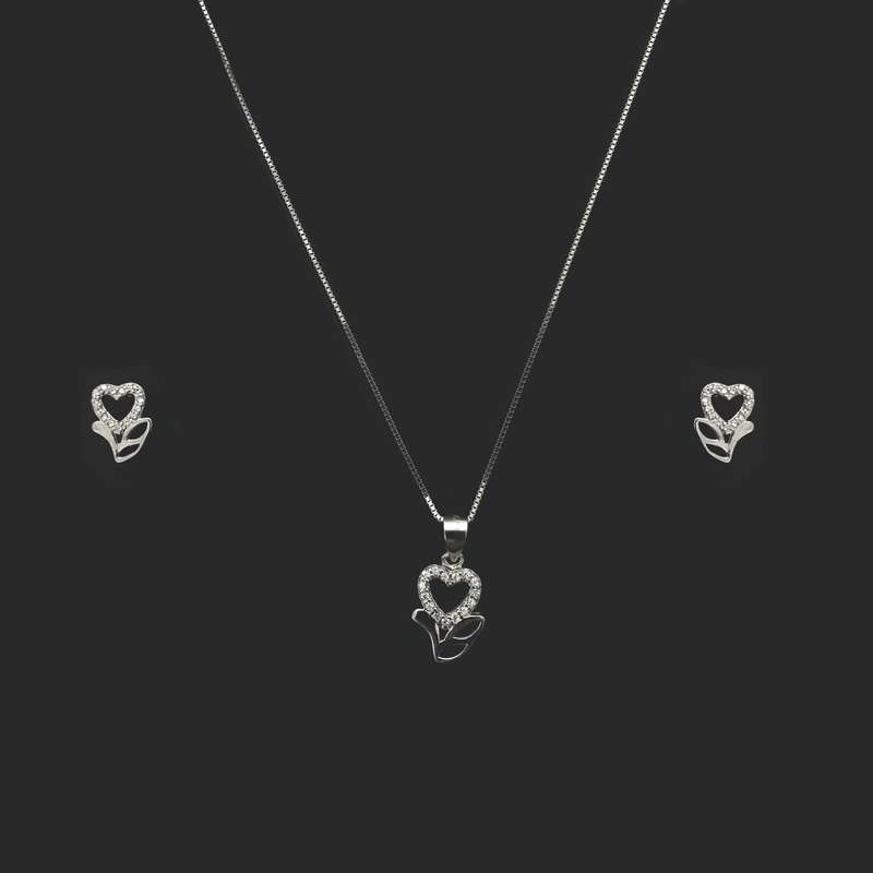 نیم ست نقره زنانه مدل قلب کد A373 نیم ست نقره زنانه مدل قلب کد A373