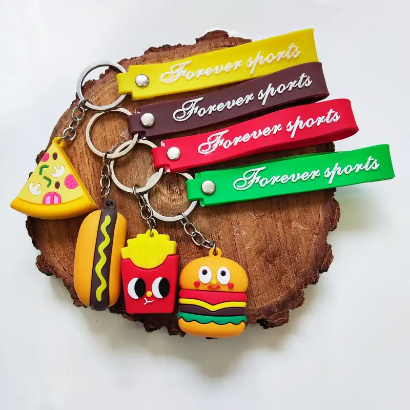 جاکلیدی مدل سیلیکونی طرح فست فود پیتزا و هات داگ کد DB21 مجموعه 4 عددی