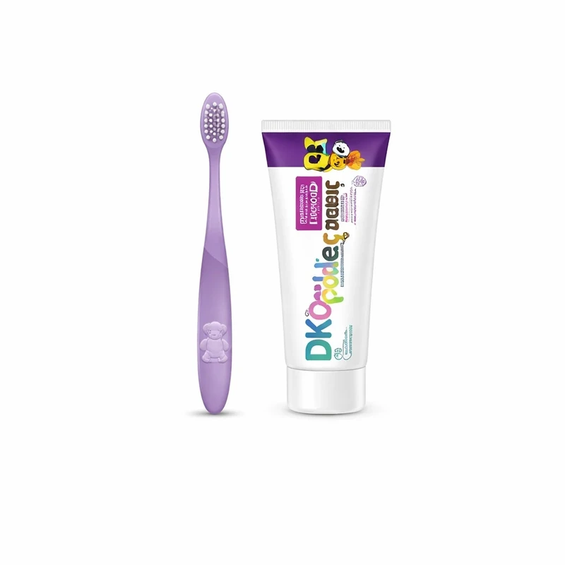 خمیر دندان و مسواک کودک درموکیل مدل ORMAN حجم 50 میلی لیتر مجموعه 2 عددی