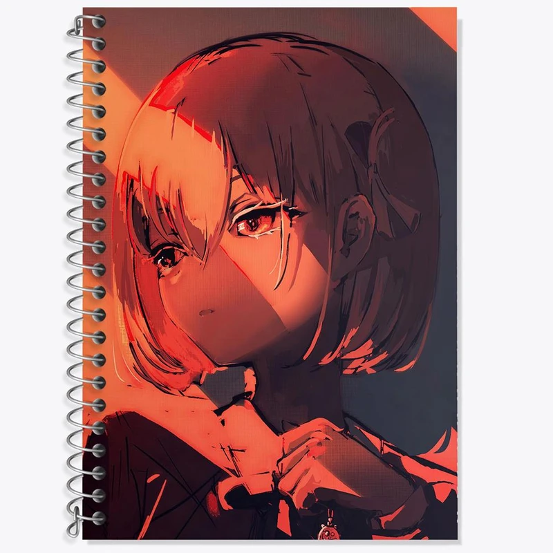 دفتر زبان 50 برگ خندالو مدل سه خط طرح چیساتو انیمه لیکوریس ریکویل Lycoris Recoil کد 23032