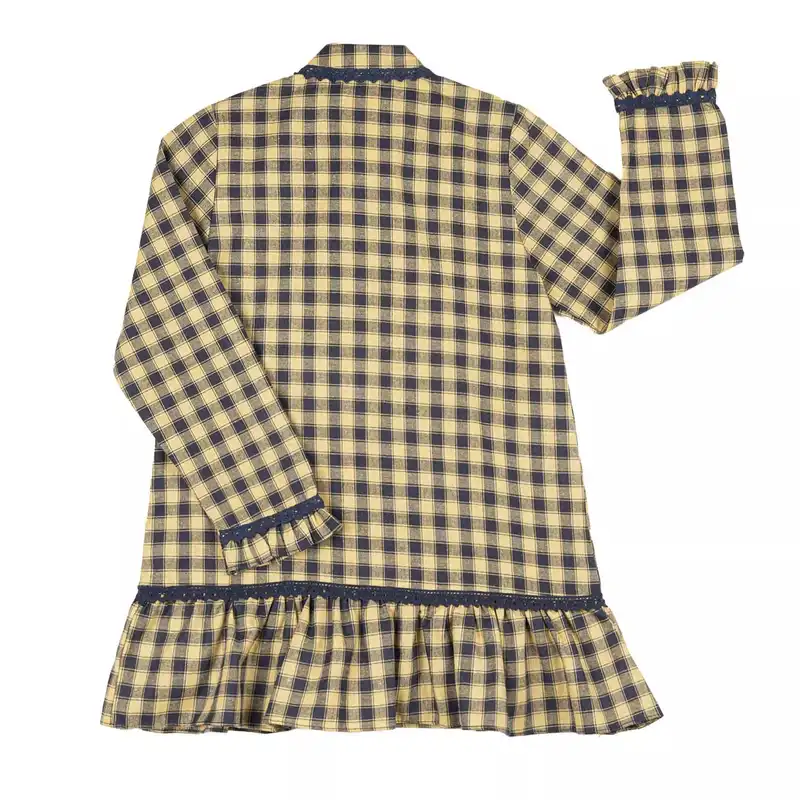 تونیک دخترانه هیژا مد مدل 116 چهارخانه رنگ زرد