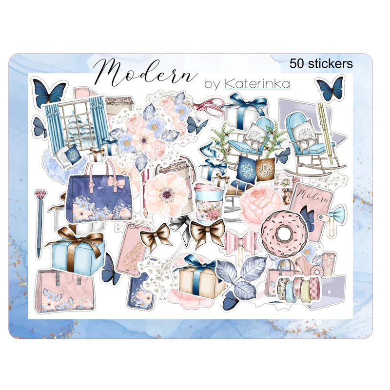 برچسب کاترینکا طرح برش خورده بولت ژورنال و اسکرپ بوک مدل Modern بسته 50 عددی