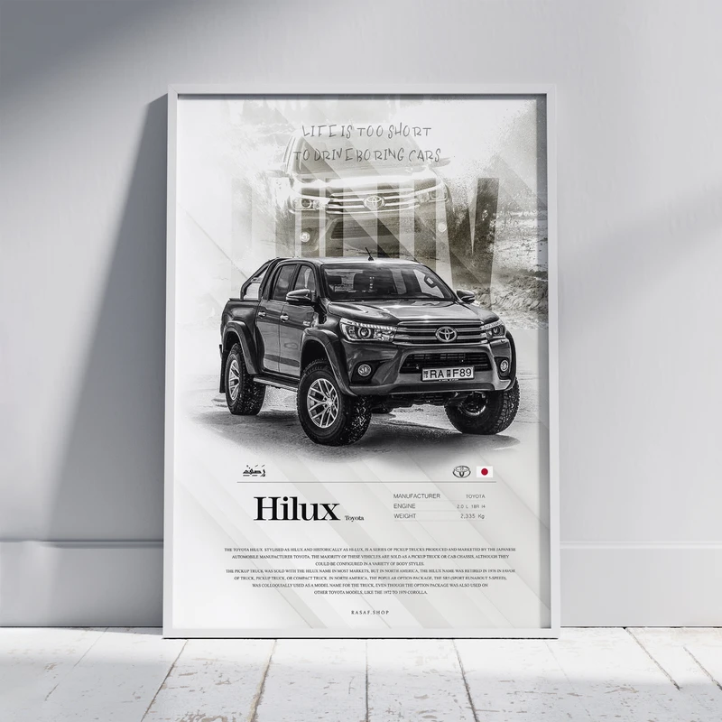 تابلو مدل ماشین تویوتا هایلوکس toyota فریم سفید