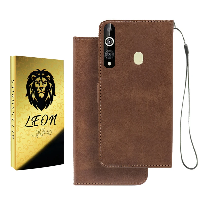 کیف کلاسوری لئون مدل Mortand Oro مناسب برای گوشی موبایل سامسونگ Galaxy A60 به همراه بندآویز