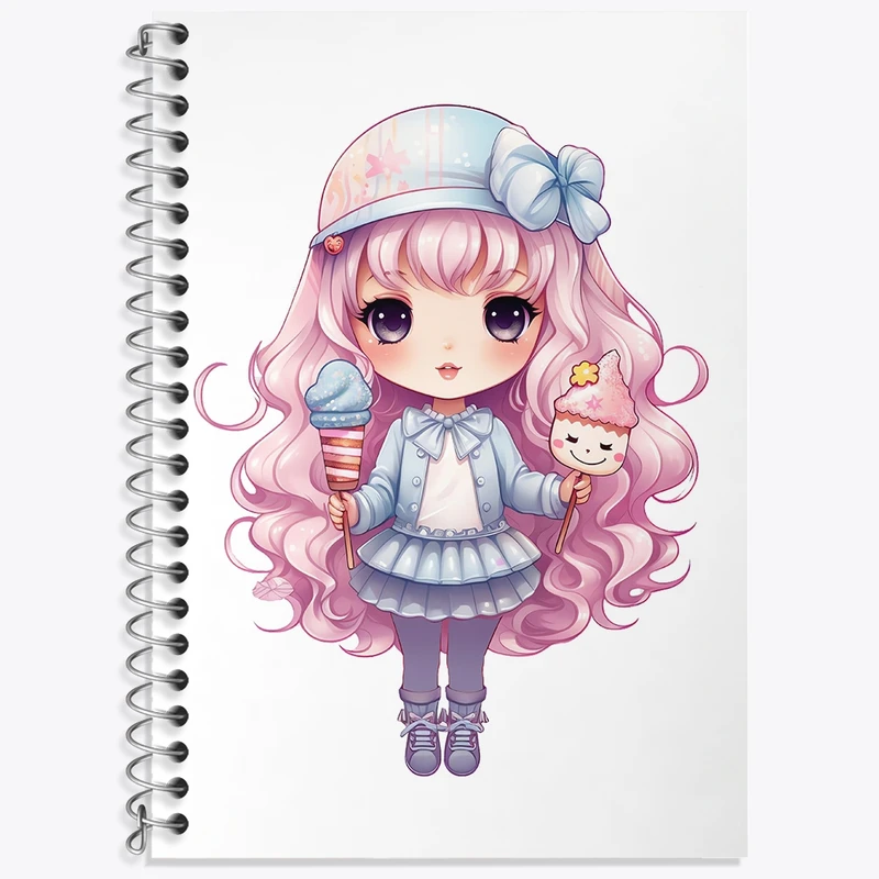 دفتر زبان 50 برگ خندالو مدل سه خط طرح دخترانه (Girlish) کد 36895