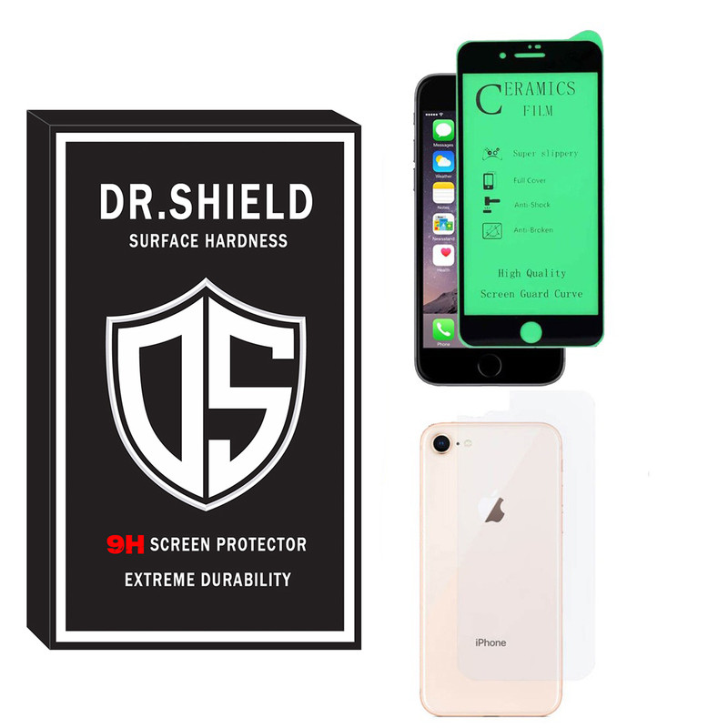 محافظ صفحه نمایش سرامیکی دکتر شیلد مدل TCPDR-06 مناسب برای گوشی موبایل اپل Iphone 8 به همراه محافظ پشت گوشی