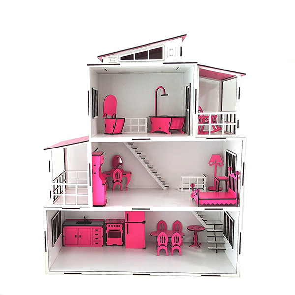 اسباب بازی مدل خانه عروسکی B طرح چوبی سه طبقه