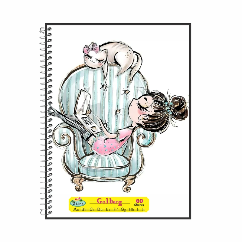 دفتر زبان 60 برگ گلبرگ طرح دخترانه کد 60645