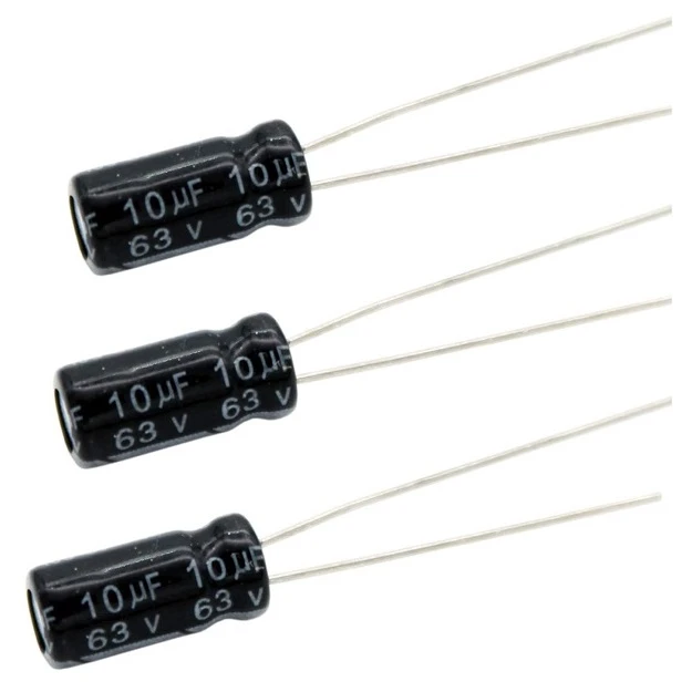 خازن الکترولیت 10 میکروفاراد مدل 63V-RUS بسته 3 عددی