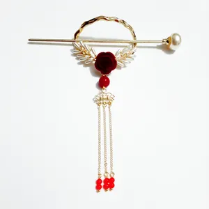 گیره مو زنانه مدل گل رز مجموعه 2 عددی