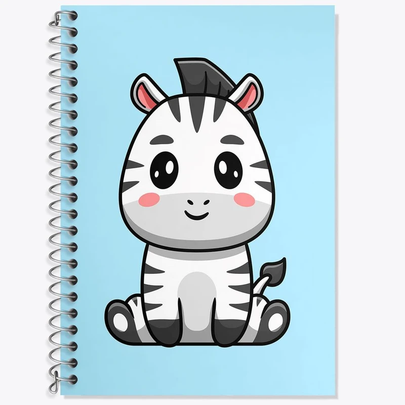 دفتر زبان 50 برگ خندالو مدل دو خط طرح حیوانات بامزه گورخر کد 29647