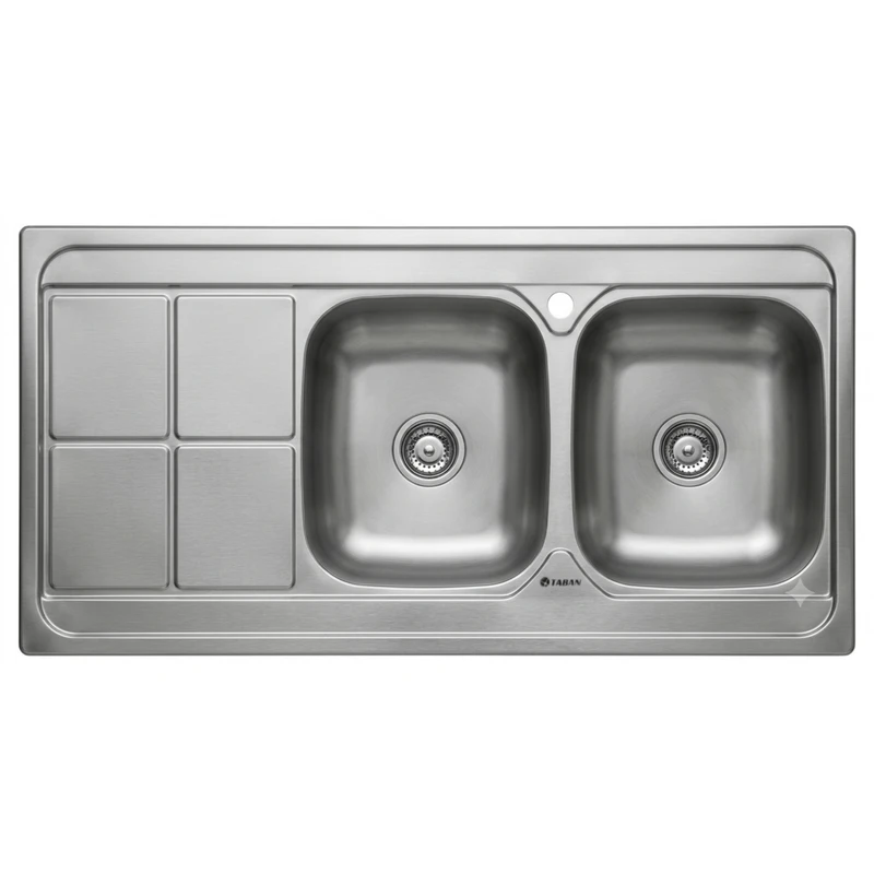 سینک ظرفشویی استیل روکار دو لگنه مدل TF9204