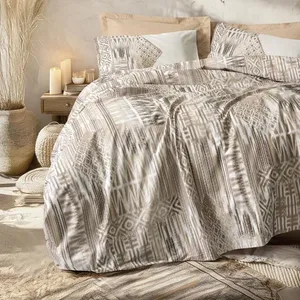 سرویس ملحفه 1 نفر 3 تکه کاتن باکس مدل Ethnic Amara Karamel T.K