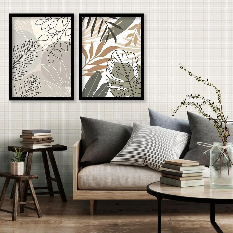 تابلو صبا طرح مدل دکوراتیو برگ انجیری کد 590 مجموعه دو عددی 