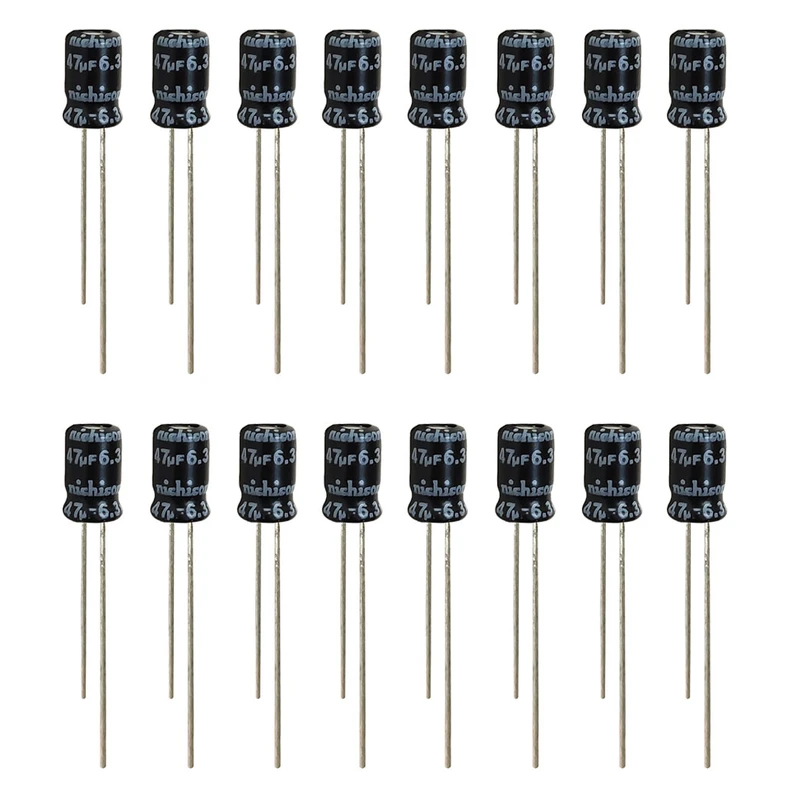 خازن الکترولیت 47 میکروفاراد 6.3 ولت نیچیکون مدل SK-4763 بسته 16 عددی