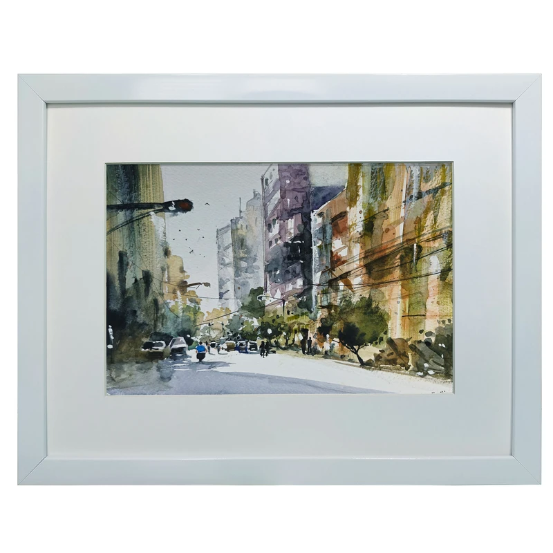 تابلو نقاشی آبرنگ طرح خیابان کد 167 