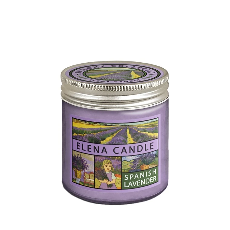 شمع لیوانی النا مدل هارمونی با رایحه لوندر اسپانیایی زمان اتمام تا 35 ساعت