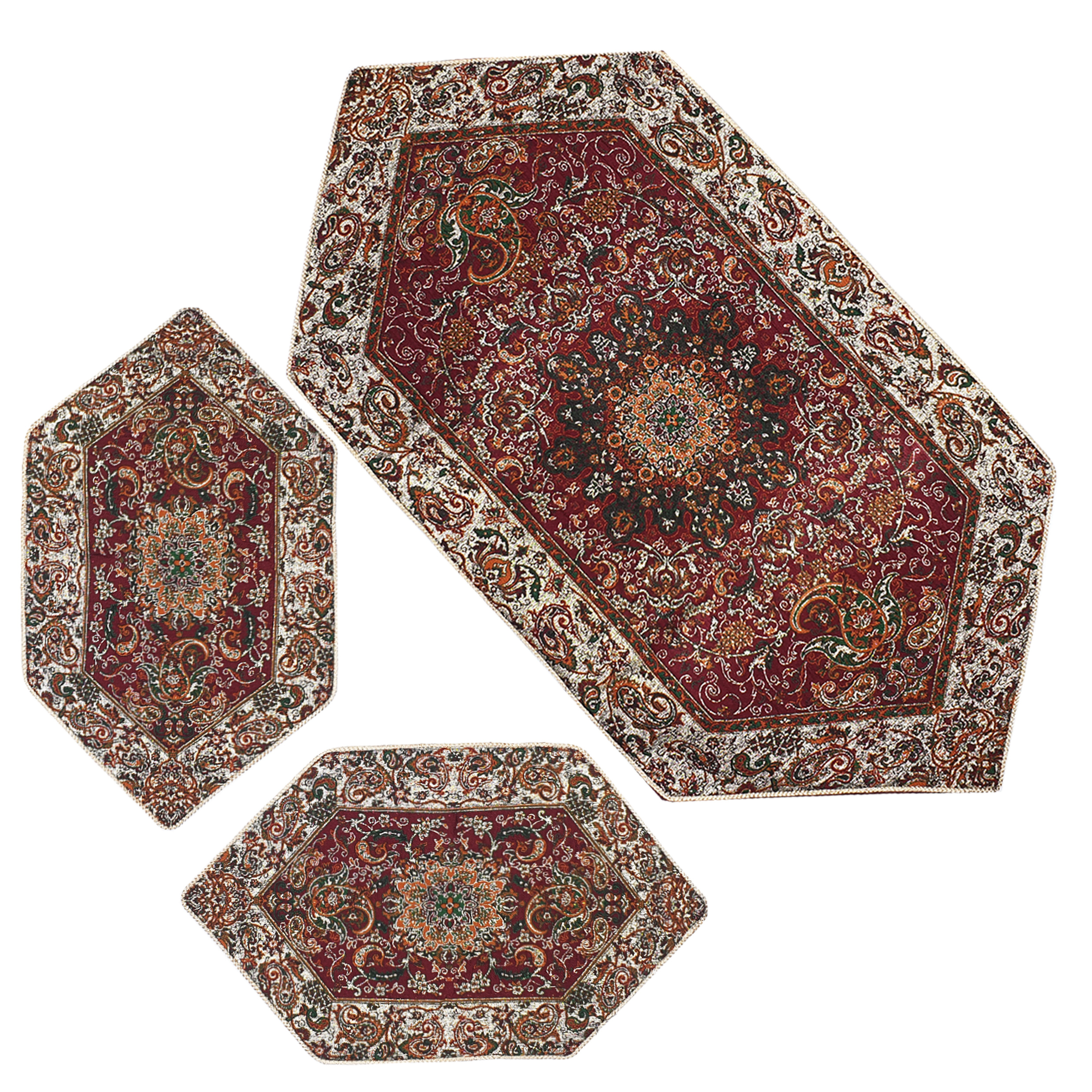 ست 3 تکه رومیزی ترمه مدل قاجار کد ZRS3-3