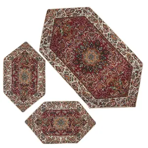 ست 3 تکه رومیزی ترمه مدل قاجار کد ZRS3-3
