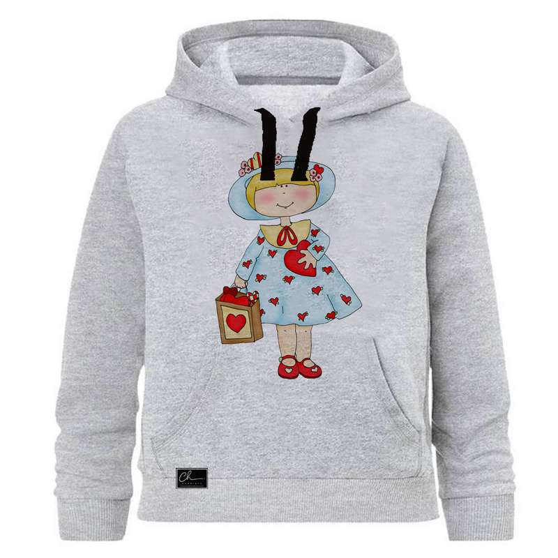 هودی دخترانه مدل CUTE کد J03 رنگ طوسی