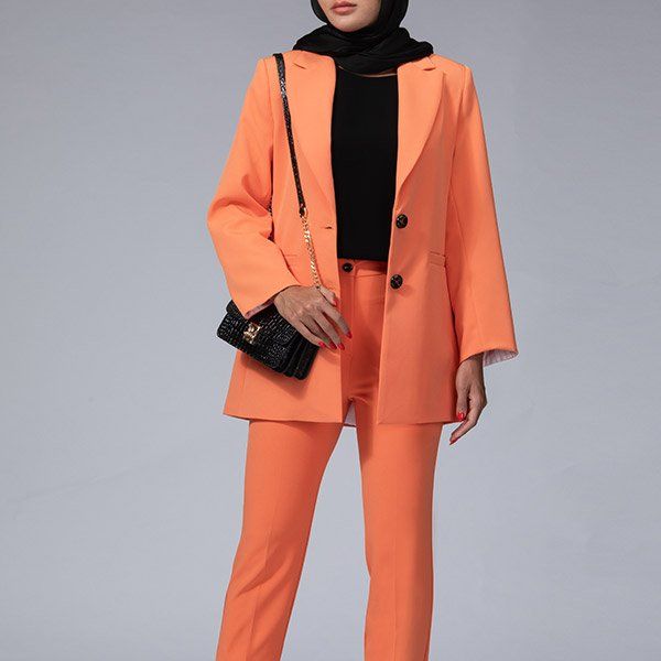 مانتو کتی  زنانه برنس مدل کارولین رنگ نارنجی -  - 3