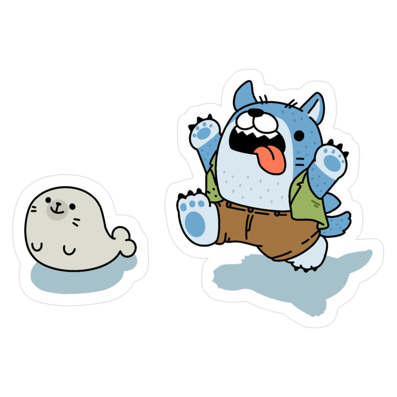 استیکر لپ تاپ و موبایل مدل کوسه کد 207 مجموعه 2 عددی