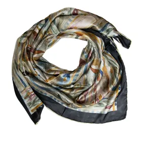 روسری زنانه مدل جدید مزونی ابریشم مامی قواره 110 کد 130-07