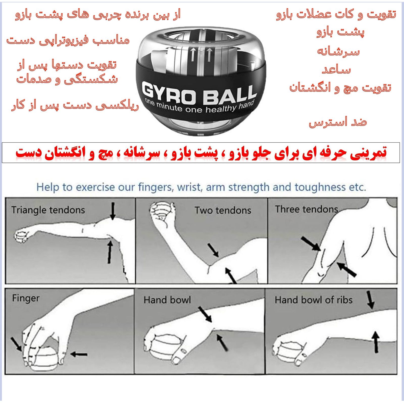 توپ ورزشی ژیروبال مدل تقویت عضلات دست -  - 33