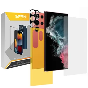 Sprig 3D-UV camera lens protector for Samsung Galaxy S22 Ultra with screen protector and back protector
