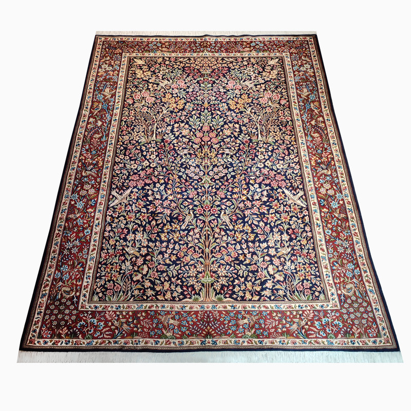 فرش دستباف شش و نیم متری طرح باغ بهشت کرمان مدل حریر AA فرش دستباف شش و نیم متری طرح باغ بهشت کرمان مدل حریر AA