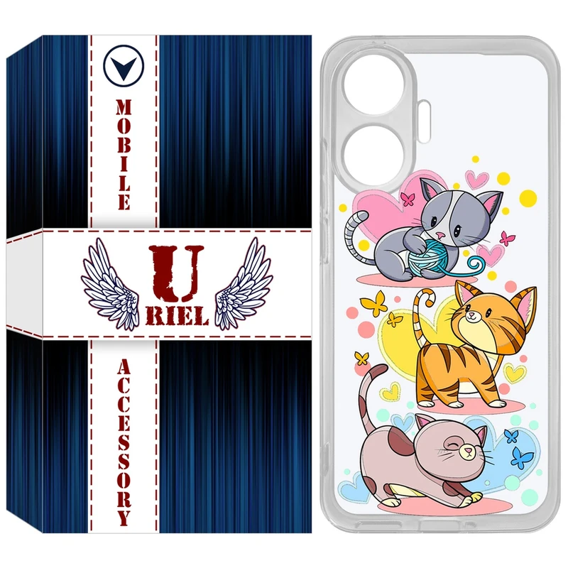 کاور یوریل مدل Clear کد 6 طرح گربه مناسب برای گوشی موبایل شیائومی Poco F7