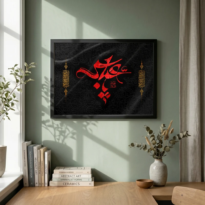 تابلو طرح السلام علیک یا عباس مدل G13954 فریم مشکی