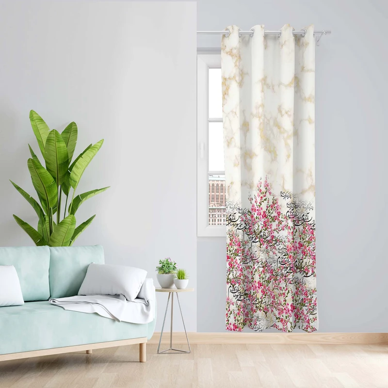 پرده طرح گل مدل مخمل پانچی کد 5283R z سایز 140x200 سانتی متر
