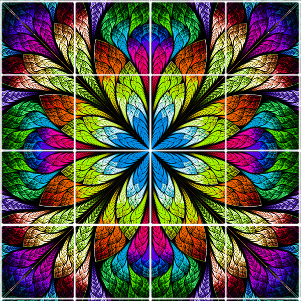 تایل سقفی طرح گل رنگارنگ کد ST 6242-16 سایز 60x60 سانتی متر مجموعه 16عددی