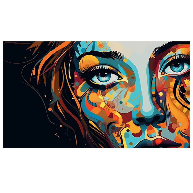 فرش پارچه‌ای مدل فرشینه طرح چهره رنگارنگ کد AR3060399