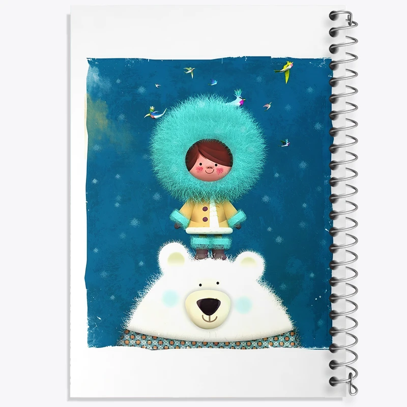 دفتر ژورنال نویسی 50 برگ خندالو مدل نقطه ای طرح خرس و پسر بچه کد F8349