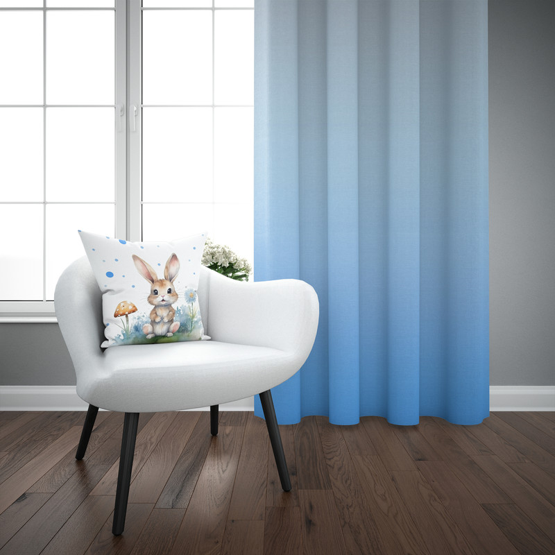 پرده مدل اتاق کودک طرح پسرانه خرگوش کهشکانی سایز 140x280 سانتی متر
