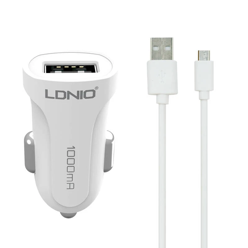 شارژر فندکی الدینیو مدل L-C17 به همراه کابل تبدیل microUSB