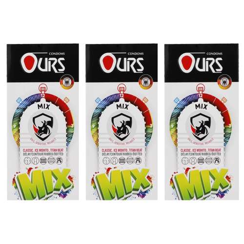 کاندوم تاخیری و خاردار اورز مدل میکس سه بسته 12 عددی