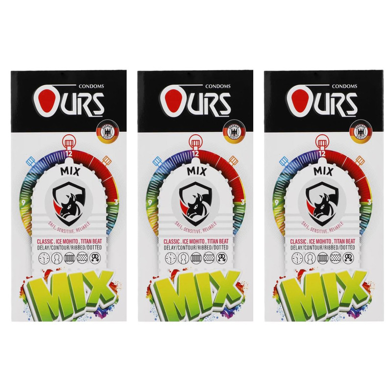 کاندوم تاخیری و خاردار اورز مدل میکس سه بسته 12 عددی