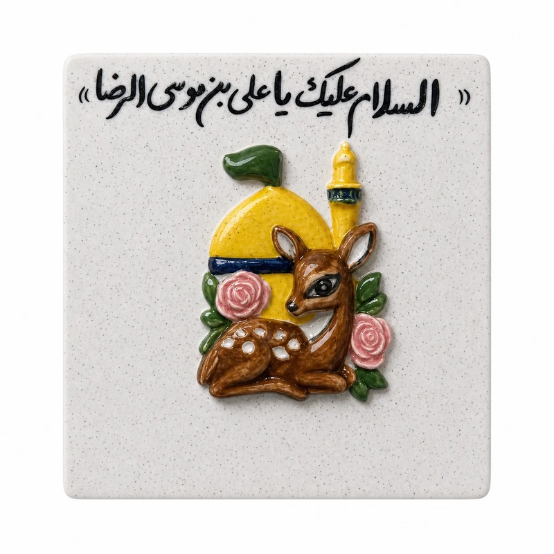 تابلو کاشی طرح ضامن آهو کد ۱۹۱۱