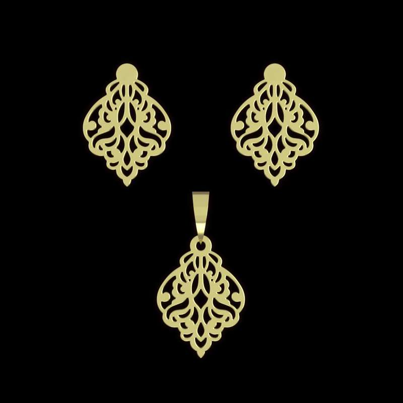 نیم ست طلا 18 عیار زنانه مدوپد مدل اسلیمی کد NA15310